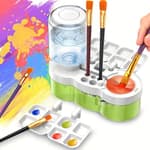2025 Upgraded Paint Brush Cleaner Tool – All-in-One Paint Brush Washer, Rinse Cup, Holder, and Palette for Artists Beginners | Ideal Art Supplies for Watercolor & Acrylic Painting