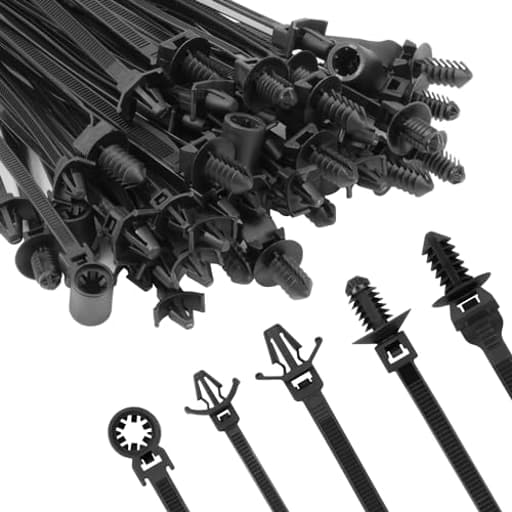 110 PCS Automotive Installation Black Push Mount Cable Zip Ties Assorted Sizes, Heavy Duty Self-Locking UV Resistant Wire Ties - For Indoor Wire Bundling, Construction, Automotive