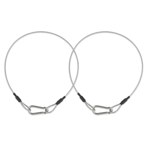 1/8" Safety Cables 2ft Security Cable 304 Stainless Steel Wire Ropes with Carabiner Lock 50lb Load Capacity Falling Prevention for DJ Stage Light Luggage,2 Pack