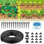 50ft Drip Irrigation System Kit - Quick-Connect Garden Watering System with 1/4" Tubing, Adjustable Emitters & Drip Irrigation Parts for Greenhouse, Lawn, Patio & Raised Beds