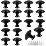 18 Piece Drawer Hardware - Black 30mm Cabinet Knobs & Pulls for Dressers & Kitchens with Screw