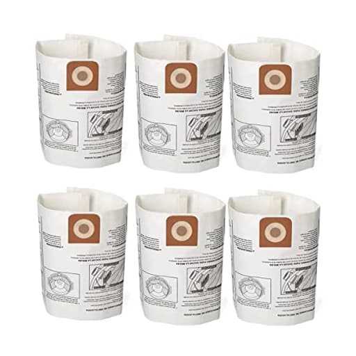 Pack 6 Vacuum Bags For Craftsman 16 to 20 gallon Shop Vac and Ridgid 16 Gal Shopvac Dust Collection Bags, CMXZVBE38749 Replacement Parts Accessories Kit