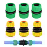 6 Pack Hose Connectors Quick Connect Kit Coupler Repair Irrigation Fitting 1/2" to 1/2" and 1/2" to 3/4" Coupling Joints for Water Pipe Extension Garden Drip Tubing Connector Adapter Extender