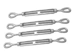Galvanized Turnbuckle 1/2" x 12" Eye-Eye Turnbuckle Forged HDG (4 Pack) Cable Rail | Rigging Fastener 2,200 LBS