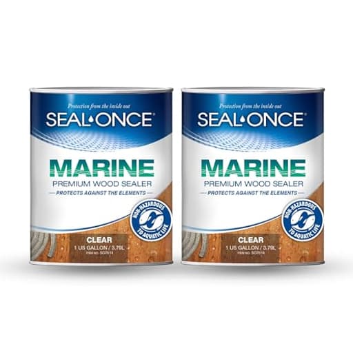 Marine Ready Mix - 2 Gallon Penetrating Wood Sealer Waterproofer & Stain (Clear). Water-Based, Ultra-Low VOC Formula for high-Moisture Areas to Protect Wood Docks, Decks & Piers.