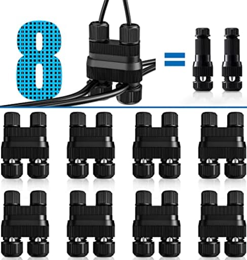 Low Voltage Wire Connector Fastlock2 Landscape Lighting Wire Connectors Waterproof Low Voltage Connector 12-18 Gauge Landscape Wire Connectors for Garden Light Pathway Lights, 8 Pack
