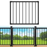 Deck Fence Gate Outdoor, 42‘'Hx48‘'W Deck Gate, Black Heavy Duty Steel Anti-Rust Door with Customizable Width, Metal Gate for Residential, Yard, Patio