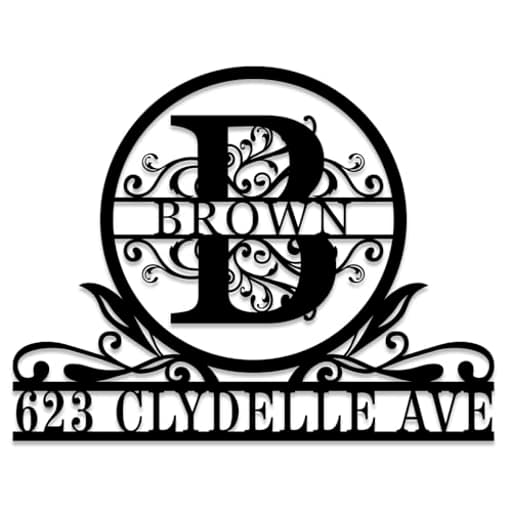 Personalized Address Sign with Last Name Custom House Number Sign Personalized Metal Sign Outdoor Address Sign Metal Address Plaque Initial Split Letter Monogram Sign Housewarming Gift