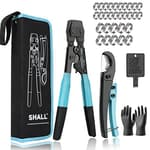 Pex Crimping Clamp Cinch Tool and Pipe Hose Cutter, Pipe Fitting Crimper Tool Kit Meets ASTM F2098 for 3/8" to 1" Stainless Steel Clamps Including 20pcs 1/2", 10pcs 3/4" Clamps With Storage Bag