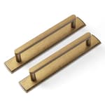 2 Pack 5'' Center to Center Antique Brass Cabinet Handles with Backplate Vintage Kitchen Drawer Pulls with Subtle Curves