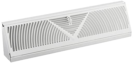 Baseboard Register Vent- RoundFlow Design for Maximum air Flow - Smooth air Adjust Lever - Heavy Duty Steel - Easy Install