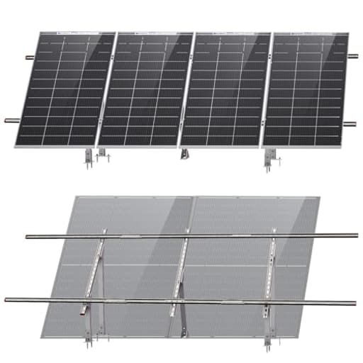 Upgraded Solar Ground Mount Adjustable Multi-Pieces Solar Panel Mounting Brackets Kit System for 4pcs 200W/3pcs 300W/2pcs 400W Solar Panels for Ground,Open Space, Cabins and Backyard Sheds