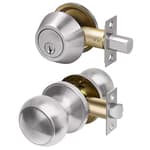 Entry Deadbolt Door Lock and Passage Knob Combo Set, Single Cylinder Deadbolt Lock with Keys for Exterior and Interior Door, Stainless Steel, 1 Pack
