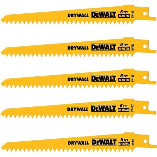 6 in. 6 TPI Plaster Cutting Bi-Metal Reciprocating Saw Blades (5 Pack)