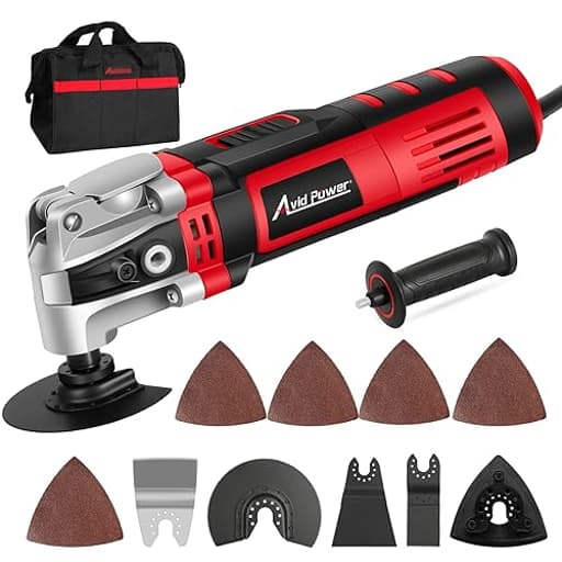 Oscillating Tool, 3.5-Amp Oscillating Multi Tool with 4.5° Oscillation Angle, 6 Variable Speeds and 13pcs Saw Accessories, Auxiliary Handle and Carrying Bag