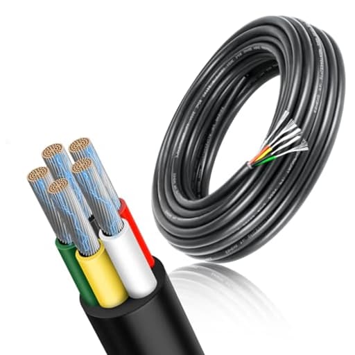 22 Gauge 5 Conductor Wire, 10FT 22/5 Tinned Copper 5 Wire Cable,Stranded Electrical Wires for Sprinkler,Thermostat,Trailer,Irrigation,Automotive Etc