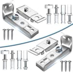 Closet Doors Bifold Door Hardware - 2 Pack Sliding Door Hardware Bi Folding Door Hardware Barn Pocket Repair Kits Includes Top and Bottom Brackets, Pivots with Guide Wheel for 1" to 1-3/8" Thick Doors