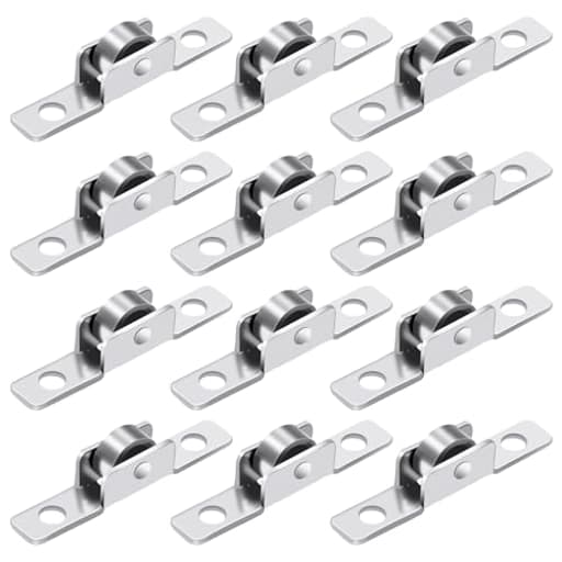 12 Pack 3/8 inch Push-Pull Sliding Window Roller Metal Wheels, Universal Metal Sliding Axles Window Pulley Single Rollers Wheel Suitable for Windows, Cabinets, Doors, and Other DIY Work