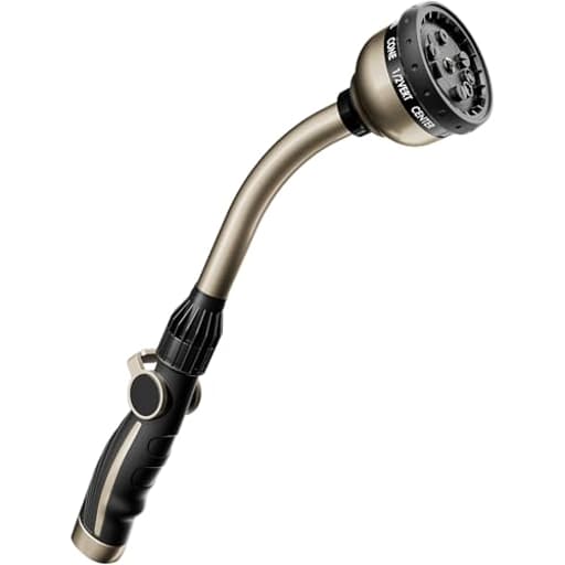 Watering Wand Heavy Duty, Metal Garden Hose Wand with 10 Spray Patterns, 15-Inch Long Hose Nozzle Sprayer with Thumb Flow Control, Ideal to Water Hanging Baskets and Shrubs