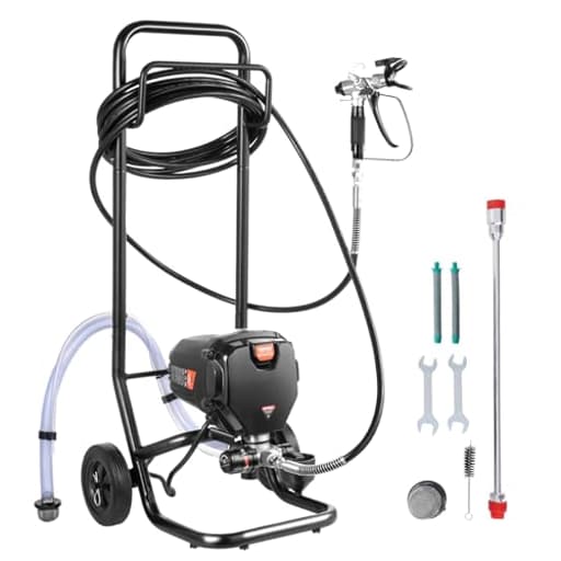750W Stand Airless Paint Sprayer, 3000PSI High Efficiency Electric Airless Sprayer with Cart, Paint Sprayers for Home Interior and Exterior Furniture and Fences, Fine and Even Painting Effect