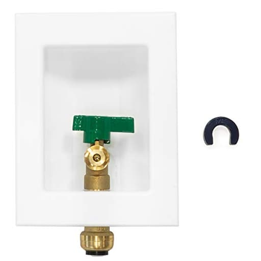 Push-fit Pre-Assembled Ice Maker Outlet Box, 1/2-Inch Push-Fit Connection with Installed 1/4-Turn Ball Valve, White,