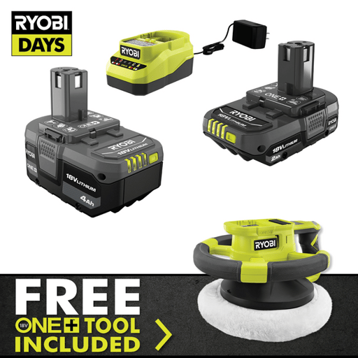 18V ONE+ Lithium Starter Kit with Free 10” Variable Speed Random Orbit Buffer