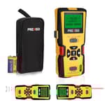 5-in-1 Stud Finder with Laser Level Marking & Ultrasound Distance Measure - Area, Volume, Addition | Wood, AC Wire Detector - Wall Scanner Beam Finders for Dry Interior Walls, Metal Studs