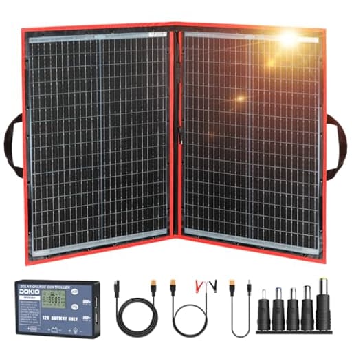 100W Portable Foldable Solar Panel Kit (19x26in, 5.3lb), with Separate Controller and Dual USB, Monocrystalline Charger for 12V Batteries & Power Stations, RV Camping Trailer Emergency Backup