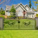 Outdoor Dual Swing Gate Driveway Security Gates Anti-Rust Outdoor Iron Gate Weatherproof Gate Kit for Yard Patio Manor
