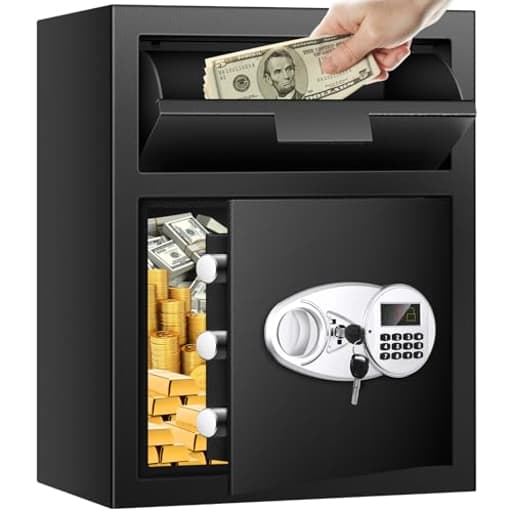 2.6 Cuft Depository Safe for Business with Quick Place Drop Slot, Cash Drop Safes with Digital Combination LCD Display and Anti-Fishing, Security Drop Safe for Cash, Mail, Checks, Document