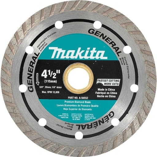 4-1/2" Diamond Blade, Turbo, General Purpose