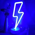 Lightning Bolt Neon Signs Lightning Neon Sign with Base for Bedroom LED Lighting for Room Decor for Teen Girls Gifts for Teenager Boys USB/Battery Cool Gaming Light with Holder