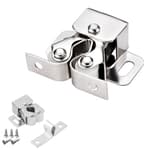 6 Pack Cabinet Latch - Double Roller Catch Hardware for Cupboard Closet Kitchen Cabinet Door Latches and RV Cabinet, Silver