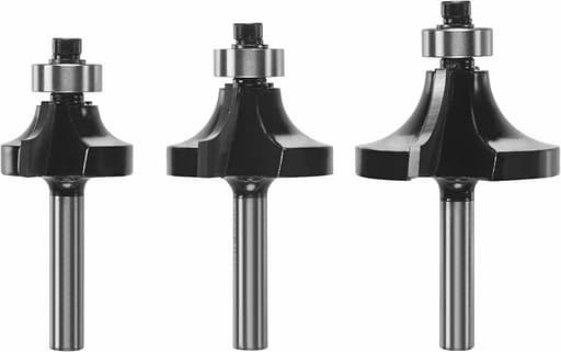 3-Piece Carbide-Tipped Roundover Bit Set