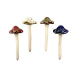 Garden Decor, 4pcs (Random Color) Ceramic Mushroom for Garden, Yard, Fairy Garden - Lawn Ornament Décor, Pottery Ornament 4.52" in Height