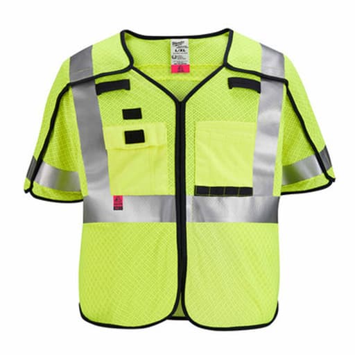 AR/FR Cat. 1 Class 3 Breakaway High Visibility Yellow Mesh Safety Vest - L/XL