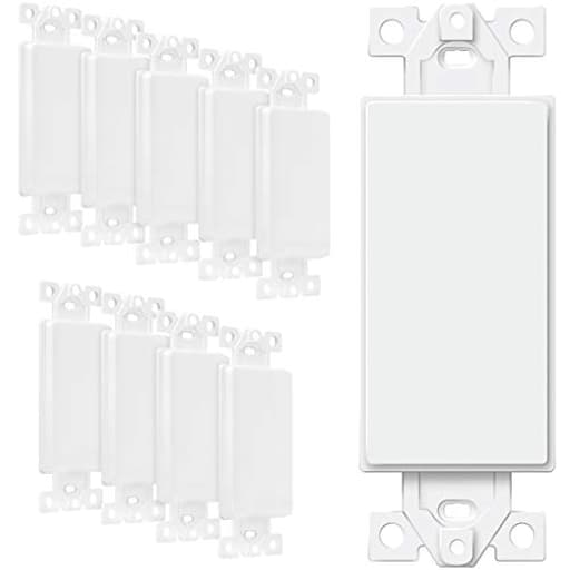 Blank Adapter Insert for Decorator Wall Plates, Unbreakable Polycarbonate Thermoplastic, ETL Listed, 6001-W-10PCS, White, 10 Piece