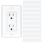 100 Pack Wall Outlet, 15 Amp Outlets, UL Listed, Tamper Resistant Standard Electrical Outlet, Decorator Receptacle with Wall Plate, Suitable for Home and Business, 125V/1875W, White
