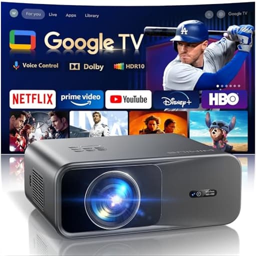 [Official Google TV]Smart-Outdoor-Projector 4K Supported, Home Theater Projector with Wi-Fi 6 & Bluetooth, Movie Proyector with Dolby for Indoor & Outdoor WIMIUS G1