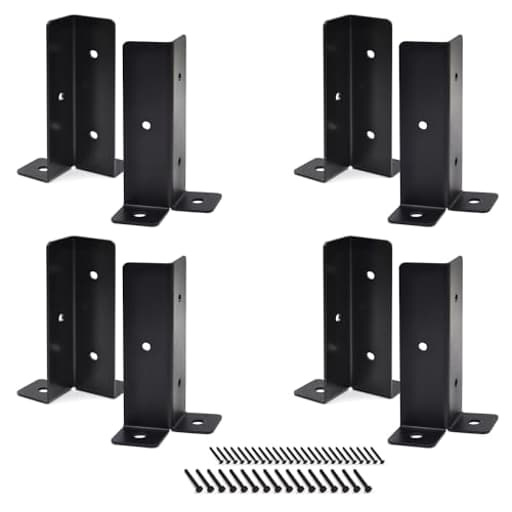 Heavy Duty Wood Fence Deck Post Anchor Base Brackets for Deck Supports, Porch Railing, Handrails and Post Holders, Deck Railing Mailbox, 8 Pack of Post Anchor Brackets Kit for 4x4 Post