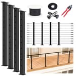 15-20FT Modular Black Cable Railing Kit 36 Inch 4 Level Post Kit Complete Set Cable Railing System for Decks Length Adjustable Easy DIY with Paper User Guide (No Handrail) RWS2 BH4S