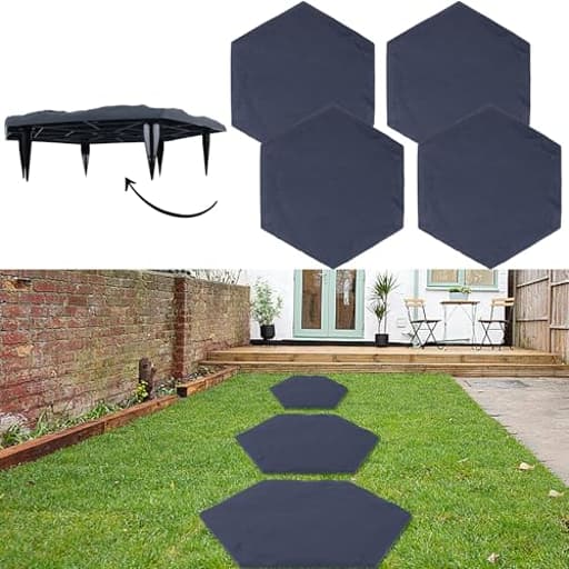 4Pcs Large Stepping Stones Outdoor Garden Walkway, Durable Plastic Pavers for Patio, Pathway, and Landscaping, Weatherproof Stepping Stones with Ground Stakes for Easy Installation