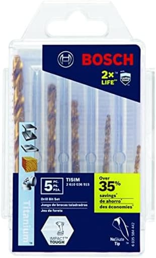 Impact Tough Titanium Nitride Coated Drill Bit Set