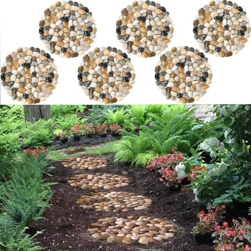 Garden Stepping Stones Outdoor Round River Stone Decorative Nature River Rocks for Landscaping Outside Walkway Patio Yard Garden Pathway