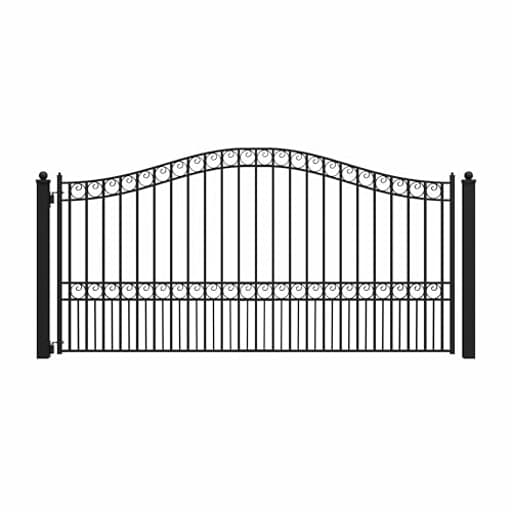 12x6 feet Paris Single Swing Driveway Gate, Anti-Rust Galvanized Steel Security Fence Barrier - DG12PARSSW