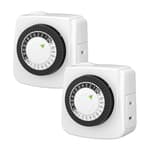 Indoor Timers Plug Mechanical 2 Prong 24-Hour Mini Lamp Timers 2 Pack, for Electrical Outlets, Fish Tank, Fans, LED Lights