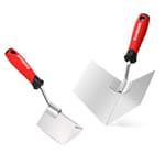2 Piece Drywall Corner Tool Set, 5'' Outside Corner Knife & 3-1/2'' Inside Corner Knife, with Soft Grip Handle - Stainless Steel Sheetrock External Corner Trowel & Internal Corner Trowel
