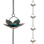 8.3 FT Lotus Rain Chain, Metal Rain Chains for Gutters with 12 Cups, Adjustable Rain Catcher Chain for Eaves Drainage, Replacement for Downspout, Outdoor Decor