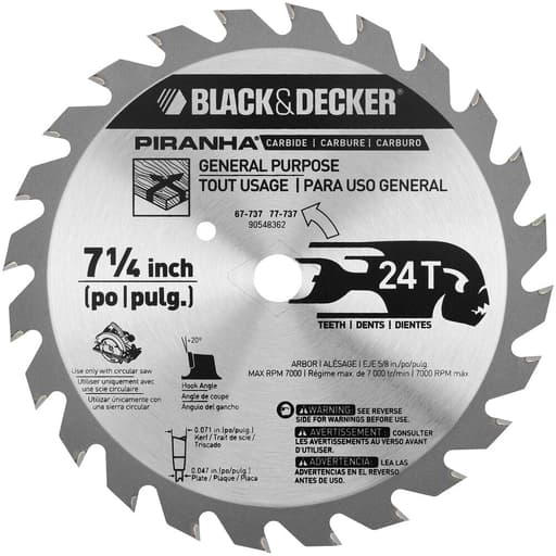 7-1/4 Bulk PIRANHA 24T Saw Blade