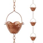 8.2 ft Rain Chain, Lotus Rain Chains for Gutters with 10 Cups, Adjustable Copper Rain Catcher Chains with Bell for Gutters, Eaves, Drainage, Replacement Downspout